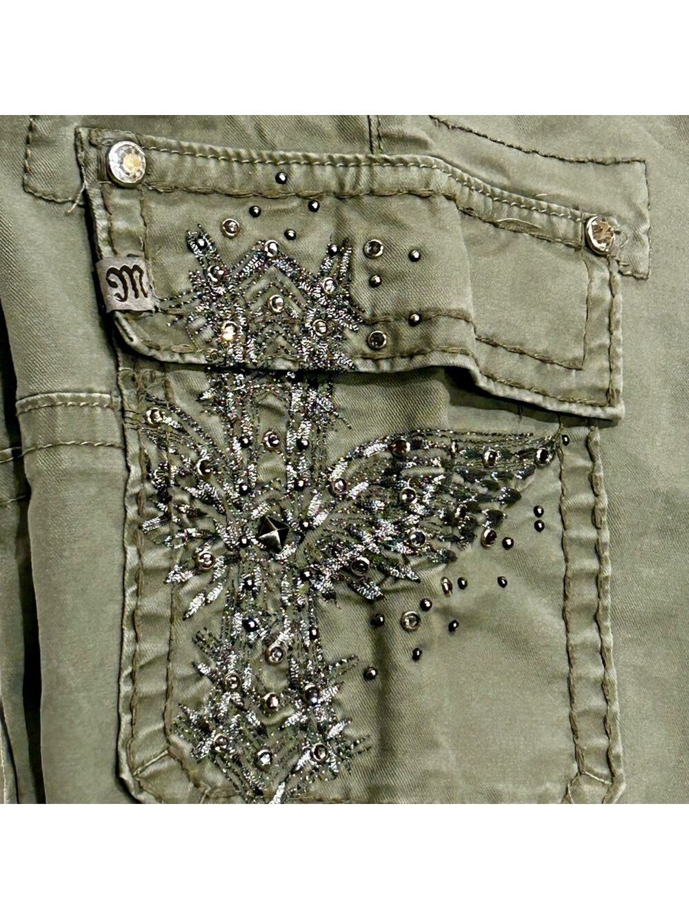 Miss Me Sage Green Cargo Pants, Size 29 - Picture 6 of 10